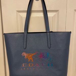 Coach Rexy Purse Highline Tote With Carriage in Blue Bag Rainbow Glitter Logo